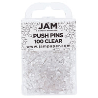 JAM Paper Colourful Push Pins - Clear - 100/Pack - 2 Packs-Plastic Head Thumb Tacks | Colour: Clear