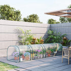 Outsunny 13' x 3' x 2.6' Plastic Mini Tunnel Greenhouse Steel Frame Zipped Doors- Ideal for extended plants' growing season and protect from extreme weather     
 
