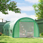 Outsunny Walk-in Tunnel Greenhouse with Zipped Roll Up Mesh Door - - PE cover offers UV and mild weather protection inside for plants to grow well
 