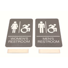 Headline Sign - Pack combiné de panneaux ADA pour toilettes pour hommes et femmes avec accès dynamique en mouvement - ​​6" x 9" - Gris/Blanc-Ruban de fixation inclus