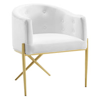 Modway Savour Tufted Performance Velvet Accent Dining Armchair - White-Tufted Dining Armchair