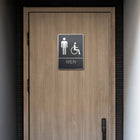 Futech - Panneau de toilette homme et Handicap en Braille - Gris - Paquet de 2-Application adhésive incluse pour le montage