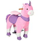 Qaba Kids Ride-On Unicorn Walking Horse with Wheels - Pink-Gently moving up and down on the pedals to move the horse forward 