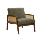 Monarch Specialties Upholstered 30"H Modern Mid-Century Accent Chair With Walnut Solid Wood Legs - Green Fabric-This upholstered accent chair showcases a fashionable style that blends soft touch green fabric with warm brown walnut solid wood, creating an inviting look suited to any living room or bedroom.