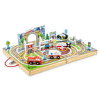  Melissa & Doug - Ville à emmener partout avec 18 pièces en bois, 4 véhicules d'urgence, pièces de jeu, pont - Comprend 4 véhicules en bois pour foncer à la rescousse partout dans la ville : voiture de police, ambulance, camion de pompiers, hélicoptère 