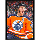 Connor Mcdavid Edmonton Oilers Goal Celebration Close-up - Framed Canvas - 22" x 31"-Premium canvas print with gallery-wrapped edges