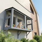 PawHut Catio Outdoor Enclosure for Window, Outdoor Cat House, 51.2" L - Grey-Features a fine mesh to prevent mosquitoes from entering your home