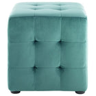 Modway Contour Tufted Cube Performance Velvet Ottoman - Teal-Stain Resistant Fabric