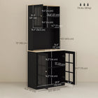 HOMCOM 72" H Kitchen Pantry Cabinet with 3 Units, 2 Open Shelves and Countertop - Black-Pads on the bottom provide more stability and protection 
