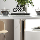 HOMCOM - Table de bar ronde plateau pivotant à 360° et base en acier - blanc-Patin antidérapant au bas assurant une stabilité accrue et la protection du sol 