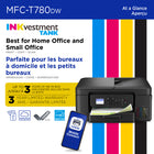 Brother - MFC-T780DW Imprimante tout-en-un à jet d’encre couleur sans fil INKvestment Tank avec impression recto vers et 3 ans d’encre-Connexion de l’imprimante via un réseau sans fil ou USB