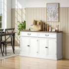 HOMCOM 55.1" L Sideboard Buffet Cabinet with Charging Station - White Wood Grain-Two drawers and two cabinets provide organized space for mugs, snacks, cutlery, and more