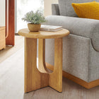 Modway Rivian Round Side Table - Oak-Adjustable Non-Marking Foot Caps