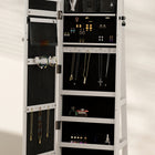 HOMCOM Mirror Jewelry Cabinet - 15" L x 15" W x 63" H - White-Includes big mirror and an inside small mirror, convenient for you to jewellery wearing and making up 