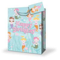 Millbrook Studios Juvenile Birthday Gift Bags - Jumbo - Mermaids - 12 Pack (47616)-17.5" x 4" x 12.75"