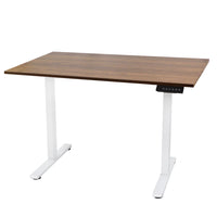 Ezywork Dual Motor Electric Height Adjustable Standing Desk - 48" x 24" - White Frame / Dark Wood Table Top-Eletric with DUAL MOTOR