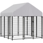 PawHut - Chenil pour chien d’extérieur, enclos en fil soudé avec toit - 6 pi L x 6 pi l x 6 pi H-Une surface spacieuse de 35,5 pi² (3,3 ㎡) permet aux chiens de rester actifs et heureux 