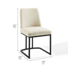 Modway Amplify Sled Base Upholstered Fabric Dining Side Chair - Black/Beige-Matte Black Stainless Steel Frame
