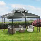Outsunny 13' L x 10' W Gazebo Replacement Canopy 2 Tier Top UV Cover Pavilion Garden Patio Outdoor - Deep Grey (Top)-Two-tiered gazebo top replacement for good ventilation