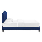 Modway Juniper Channel Tufted Performance Velvet Full Platform Bed with Black Wood Legs - Navy-10
