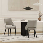 Manhattan Comfort Tremont 21.7" Modern Leatherette Upholstered Dining Chair - Stone - Set of 2-Fully Welded Sleek Black Steel Frame and Legs For Fashion and Durability