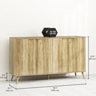 HOMCOM 55.1" L Fluted Sideboard Buffet Cabinet with Storage - Oak-Anti-tip kits ensure safety and five pine wood legs including a middle leg with adjustable feet for stability