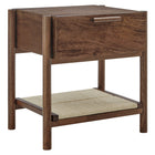 Modway Oswin 1-Drawer Wood Nightstand - Walnut-Solid Mango Wood Frame