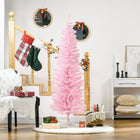 HOMCOM 6' Pencil Artificial Christmas Tree - Pink-Base is detachable for easy storage 