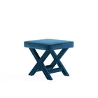 Manhattan Comfort - Manhattan Comfort abigail banc ottoman tapissé en velours bleu style milieu du siècle de 20,47 po-Coussin passepoilé de haute qualité avec rembourrage en mousse moelleuse pour plus de confort et de style