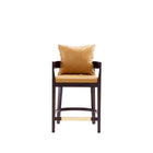 Manhattan Comfort - Tabouret de comptoir ritz 22" style milieu du siècle moderne, rembourré en similicuir - camel et noyer foncé-Tabouret de comptoir moderne du milieu du siècle avec dossier parfait pour une utilisation au bar et dans la cuisine