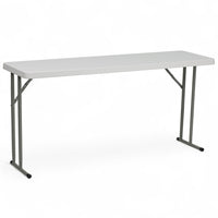 Flash Furniture 18"W x 60"L Granite Plastic Folding Training Table - White-Ready To Use Commercial Table
