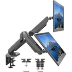 ShoppingAll Adjustable Dual Gas Spring Arm Monitor Desk Mount Stand - Black-Features two super speed USB 3.0 ports, and audio port for quick access to flash drives, and convenient for charging your devices.