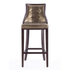 Manhattan Comfort - Tabouret de bar Fifth Avenue 19" traditionnel rembourré en similicuir - bronze et noyer - lot de 2-Comprend une base de repose-pieds