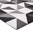 Modway Kahula Geometric Triangle Mosaic Area Rug - 8 ft W x 10 ft L - Black Grey/White-100% Polyester Microfiber