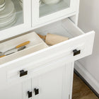 HOMCOM - Armoire de cuisine 63 po avec étagères réglables et porte en verre - blanc-Matériaux : Panneau de particules, MDF, verre trempé 