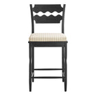 Modway - Jax Bois de chêne Tabouret de comptoir avec dossier ondulé en rasoir et coussin in Rayure noire d’avoine-Entièrement assemblé