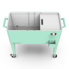 Permasteel 80 qt Retro Rolling Patio Cooler with Divider - Mint-Four swivel caster wheels (two lockable)