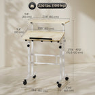 HOMCOM - Bureau mobile réglable en hauteur - 23,6 po L x 23,6 po l x 47,2 po H - bois naturel-Quatre roulettes, dont deux verrouillables, offrent une grande mobilité et une forte stabilité