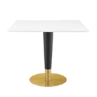 Modway Zinque 36" Square Dining Table - Gold White-Modern Dining Table
