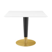 Modway Zinque 36" Square Dining Table - Gold White-Modern Dining Table