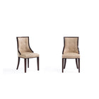 Manhattan Comfort - Lot de 2 chaises de salle à manger traditionnelles Fifth Avenue 18,5 po en similicuir et velours, coloris beige-Chaise de salle à manger traditionnelle pour usage dans la salle à manger lot de 2