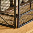 HOMCOM 3-Panel Folding Fireplace Screen with Vine Pattern Metal Mesh - Black-Colour: Black 