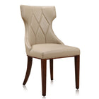 Manhattan Comfort - Lot de 2 chaises de salle à manger traditionnelles Reine 19,7 po en similicuir crème et noyer-Piètement standard à 4 pieds