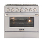 Kucht 36" KNG Series Pro Style Propane Gas Range - Stainless Steel-Cook and bake like a pro with the extra-large convection oven that offers 4.2 cu. ft. of capacity, a 5-rack configuration, and an extra-large viewing window