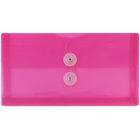 JAM Paper #10 Plastic Envelopes with Button and String Tie Closure, 5.25 x 10, Fuchsia Pink Poly, 24 Pack (921B1fug)-Size: 1.13"