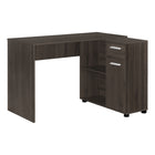 Monarch Specialties 7349 46" Computer Desk - Brown Oak/Storage Cabinet-L-shaped computer desk with storage in a brown oak wood-look finish