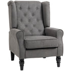 HOMCOM - Fauteuil d’appoint en tissu avec pieds en bois - accoudoirs roulés pour chambre - gris charbon-Idéal pour le salon, la chambre, le bureau, la salle de réunion et plus encore 
