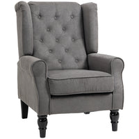 HOMCOM - Fauteuil d’appoint en tissu avec pieds en bois - accoudoirs roulés pour chambre - gris charbon-Idéal pour le salon, la chambre, le bureau, la salle de réunion et plus encore 
