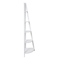 kieragrace Providence Bailey Corner Shelf - White, 5-Tiered, Matte Finish-Measurement & weight capacity: overall shelf measures 15.5"L x 71"H and 15.5" in depth. significant height means you have almost 6 feet of the beautiful display, creating maximum storage space. in total the leaning shelf can hold up to 150 lbs, feel confident placing items with a little more weight on each wall shelf