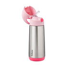 b.box - Insulated Drink Bottle - 500ml - Flamingo Fizz-Leak-proof straw lid with push-button opening for little hands